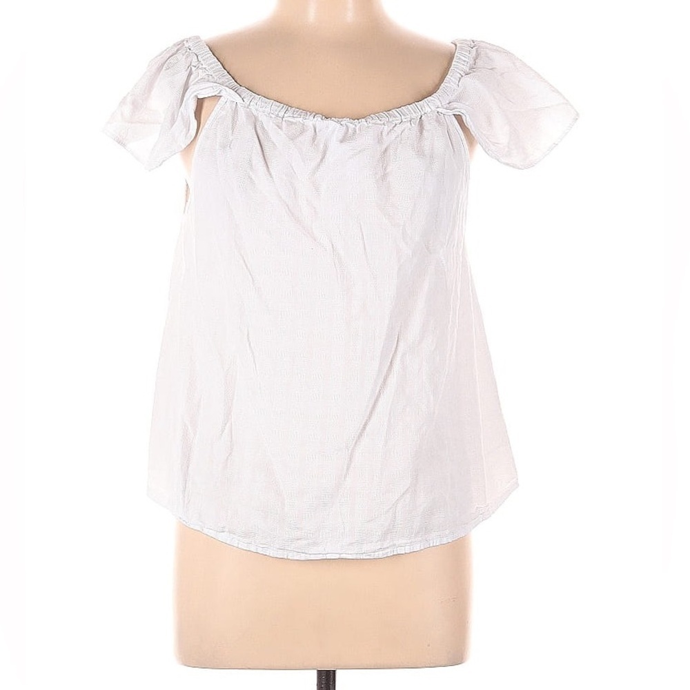 J.Crew White Off-Shoulder Cap Sleeve Cotton Top – Size Large (See Measurements)